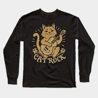 meow,rock, and guitar Long Sleeve T-Shirt